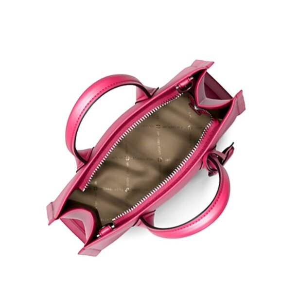 New Michael Kors Mirella Small Shopper Top Zip Crossbody Dark Raspberry - Picture 4 of 5